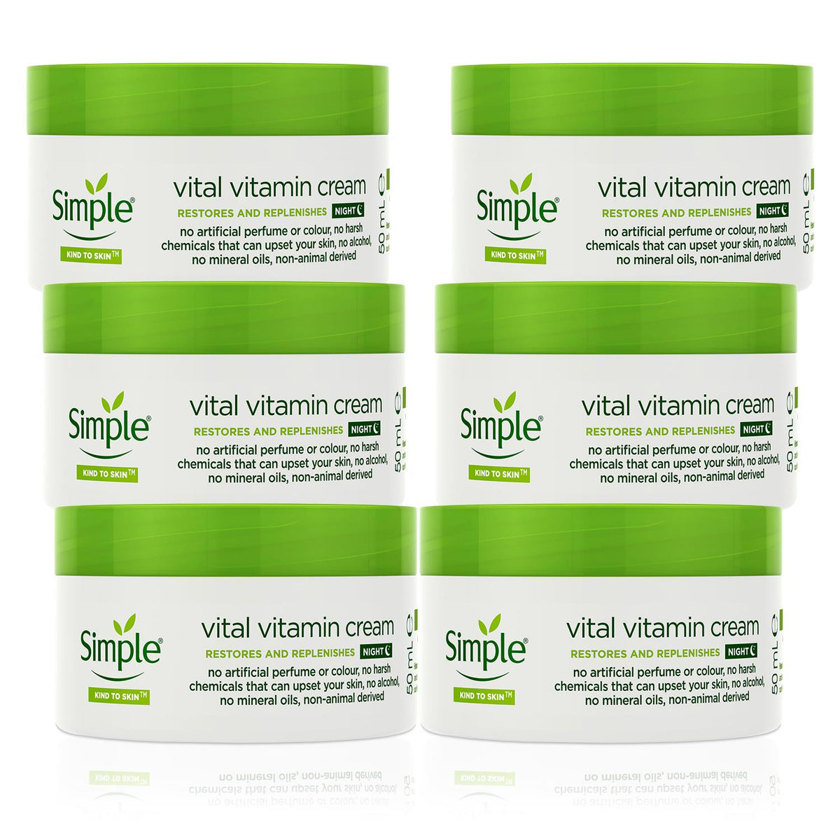 Kind To Skin Vital Vitamin Night Cream For Sensitive Skin 50ml | Set of 6