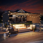 3m X 4m Utdoor Garden Pergola With Led Lights Roof