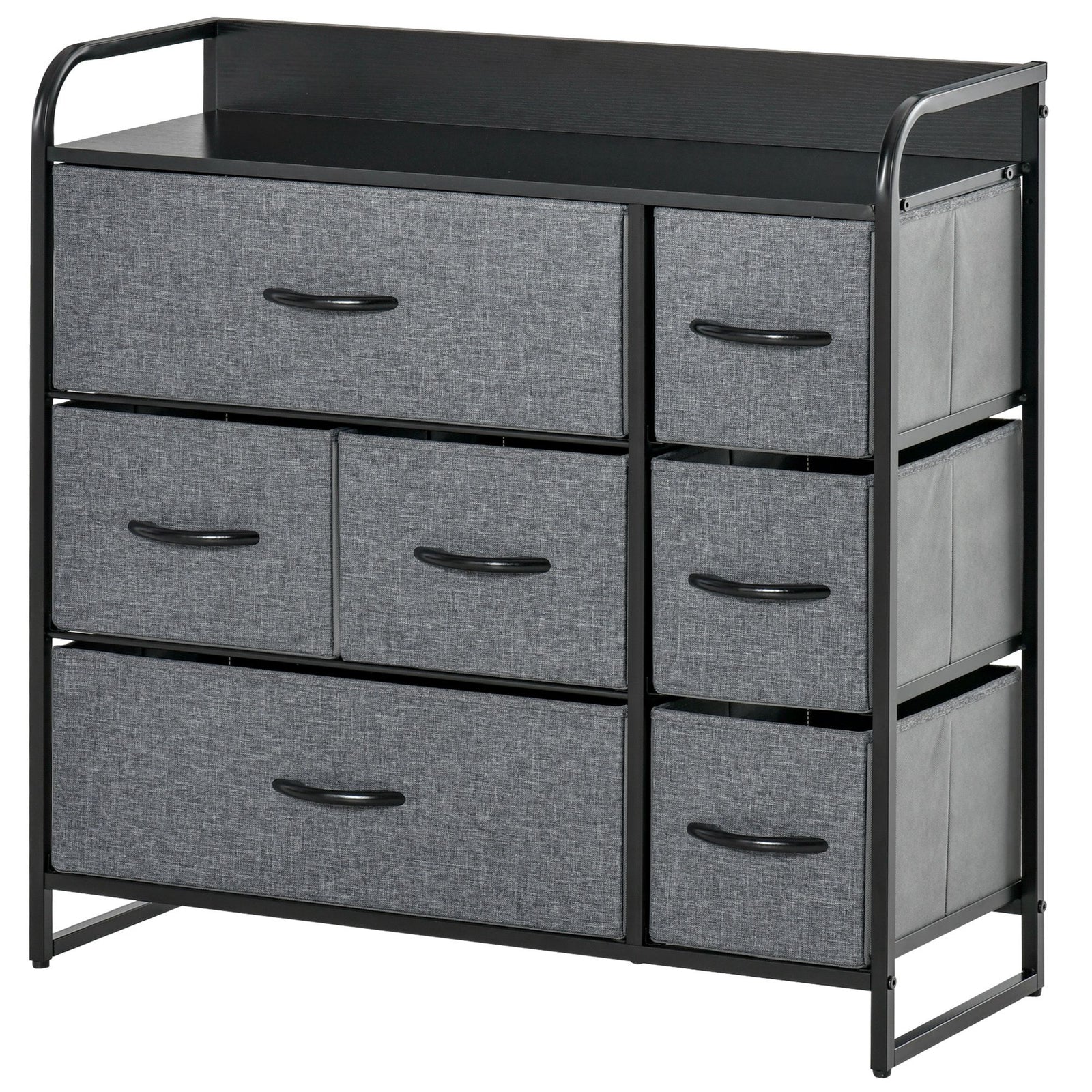 HOMCOM 3-tier Fabric Bedroom Dresser With 7 Foldable Drawers, Grey