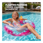 Transparent Inflatable Swim Ring With Faux Feathers | One Size | Pink