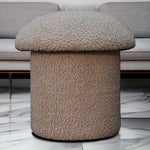 Solid Mango Wood Mud Boucle Mushroom Footstool