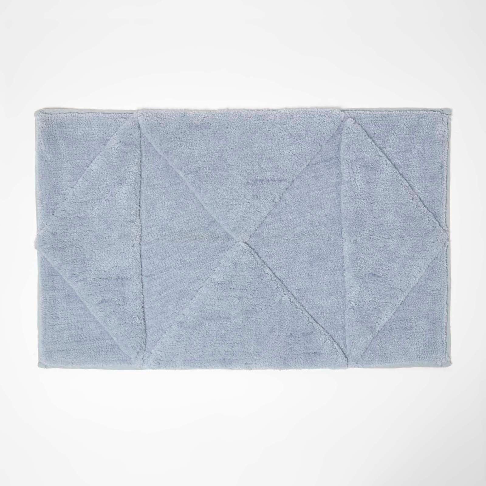Tufted Geometric Design Bath Mat | 50 x 80cm | Light Blue