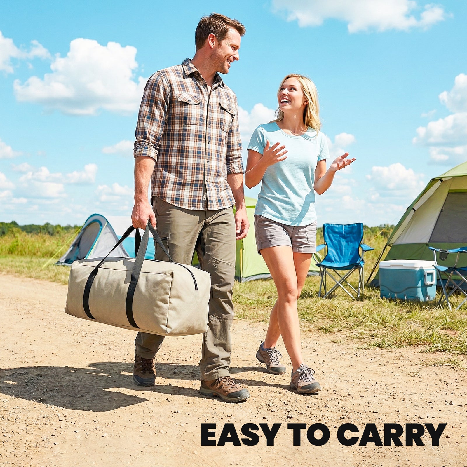 6-7 Person Large Family Party Camping Tent W/ Carrying Bag | Khaki