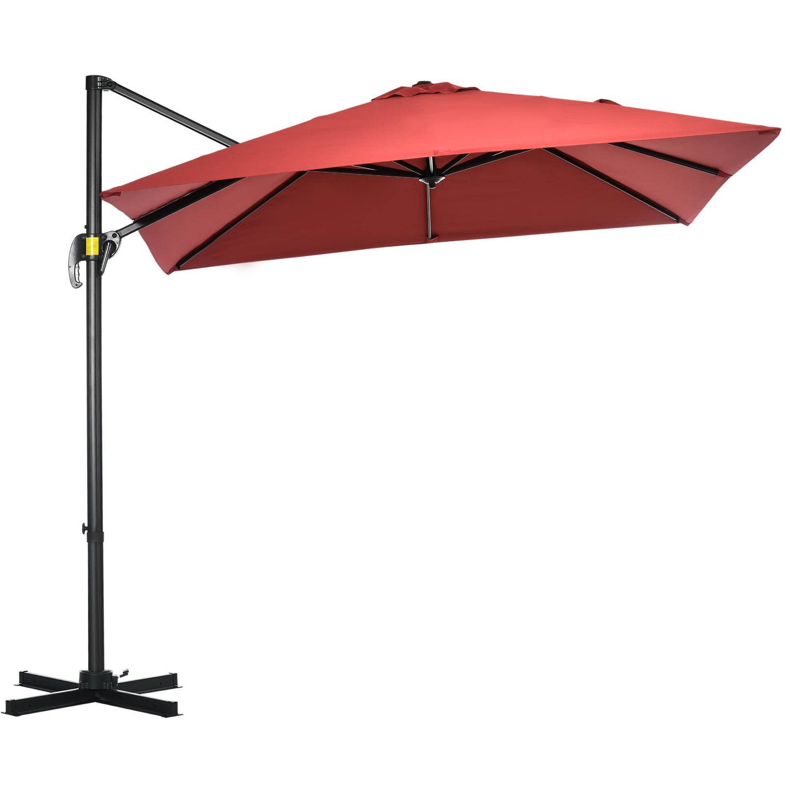 Square Cantilever Roma Parasol W/ 360° Crank & Base | Red