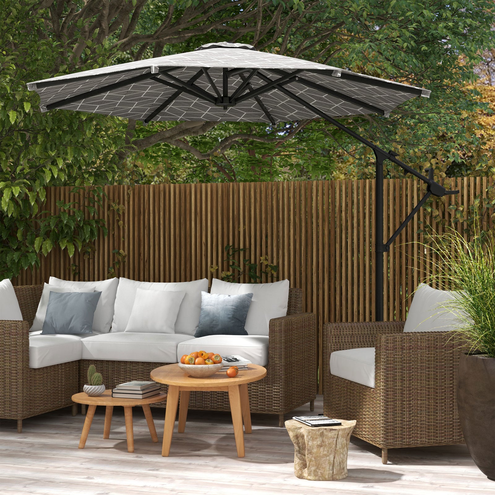 Convertible Cantilever/market Parasol W/ Base, 360°