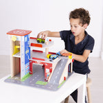 Wooden Park And Play Garage Playset, With Working Lift