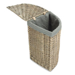 Antique Wash Corner Linen Basket With Grey Sage Lining | Small