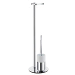 Chrome Toilet Roll Holder, Toilet Brush And Container | Porcelain | Polished Chrome