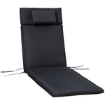 Garden Sun Lounger Chair Cushion Reclining Relaxer Outdoor | Jet Black