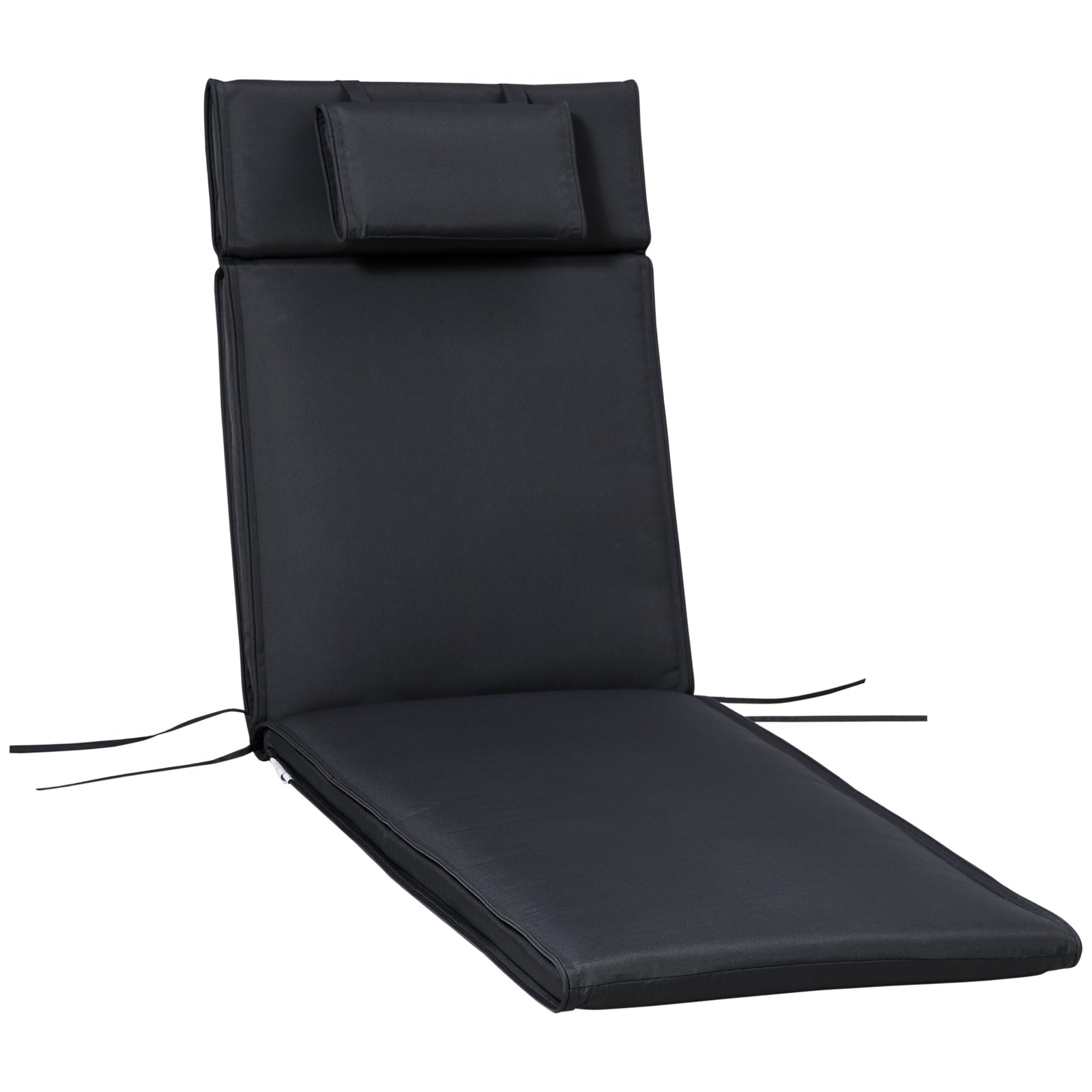 Garden Sun Lounger Chair Cushion Reclining Relaxer Outdoor | Jet Black