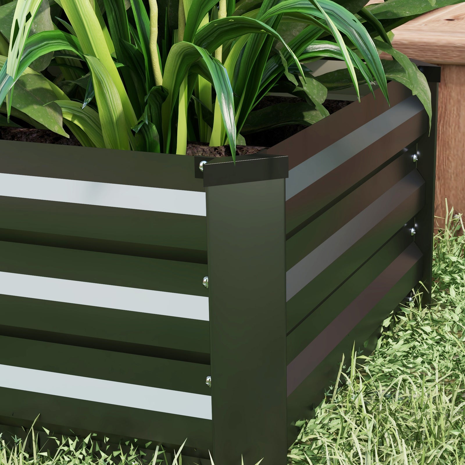 Set Of 2 Galvanized Raised Garden Bed Grey