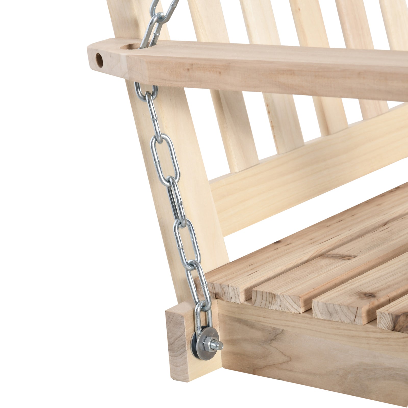 2 Seater Porch Wooden Swing Chair Garden Bench With Chains