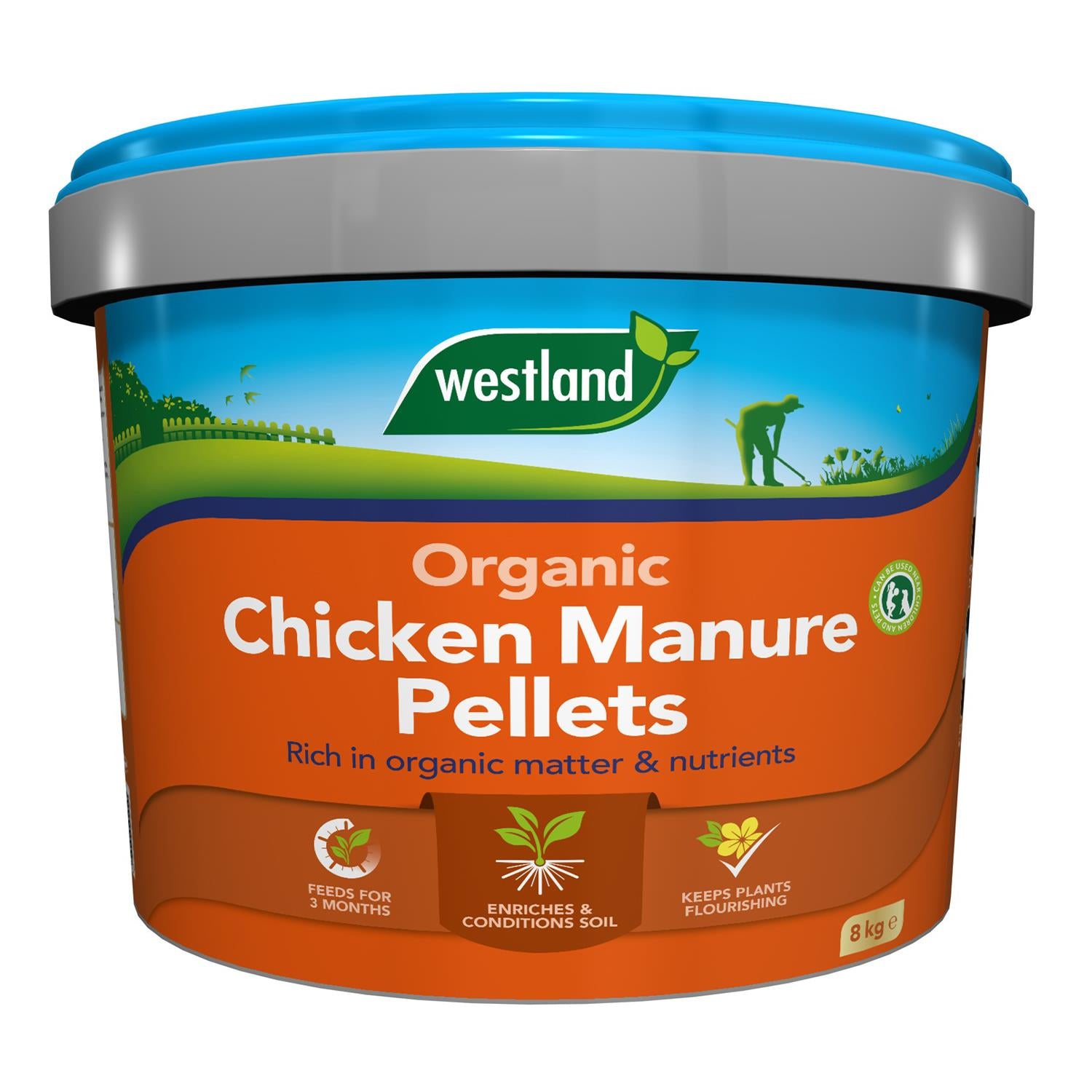 Organic Chicken Manure Pellets Bucket Keeps Your Plants Flourishing,8kg | 8kg | Orange