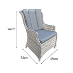 Knightsbridge Xl Rattan 6 Seat Firepit Dining Set | Dove Grey