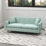 2 Seater Sofa 165cm Fabric Couch With Wood Legs And Pockets | One Size | Blue