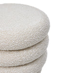 Beige Upholstered Round Storage Ottoman Foot Rest