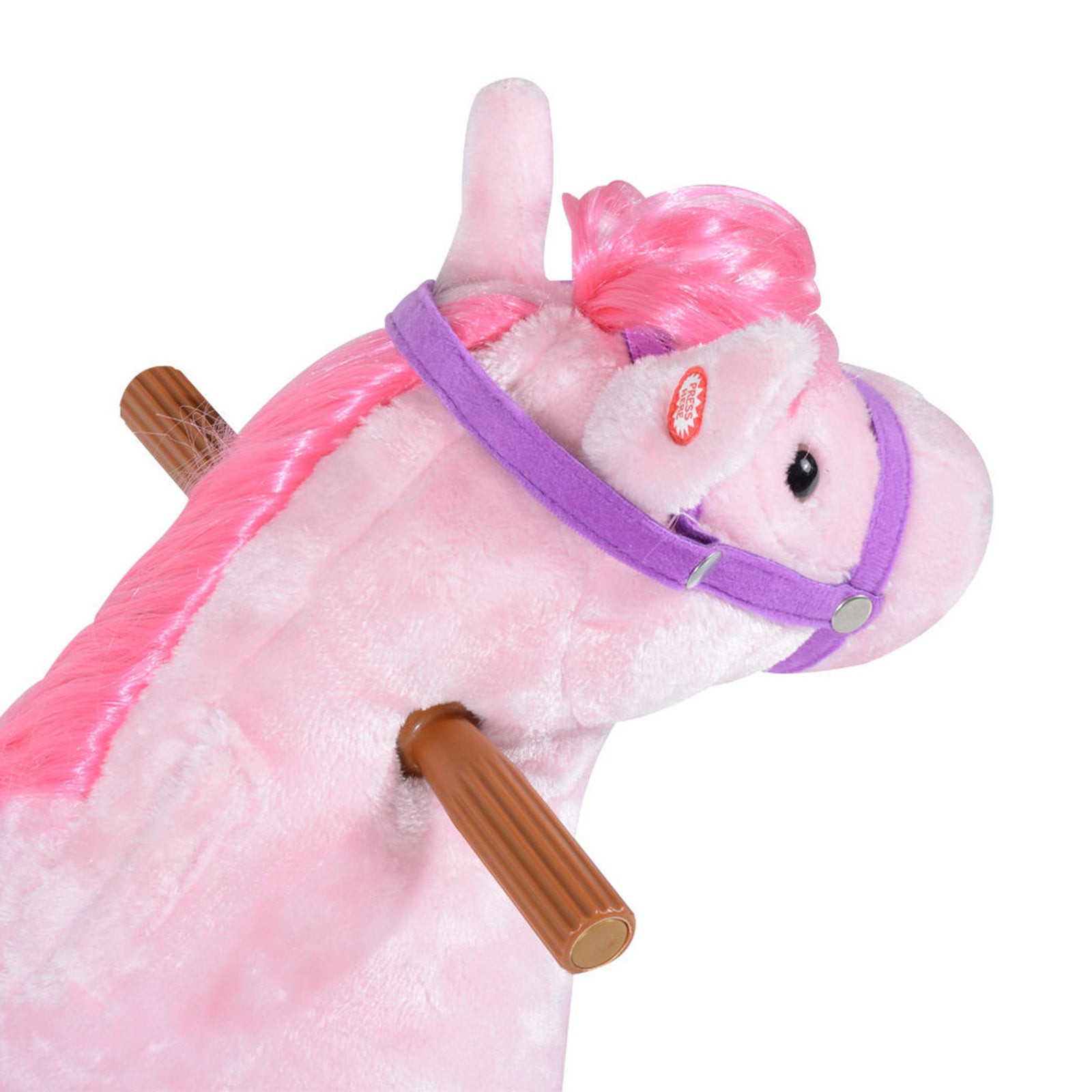 Child Boys Walking Horse Riding Toy Plush Walk Pony Wheels W/ Sound | Pink