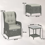 Garden Furniture Set, Rattan Reclining Garden Chair Set | Cream