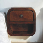 Solid Wood Extra Mini Curved Chestnut Bedside With Open Slot