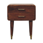 Solid Wood Astor Nightstand, 2 Drawers, Dark Brown