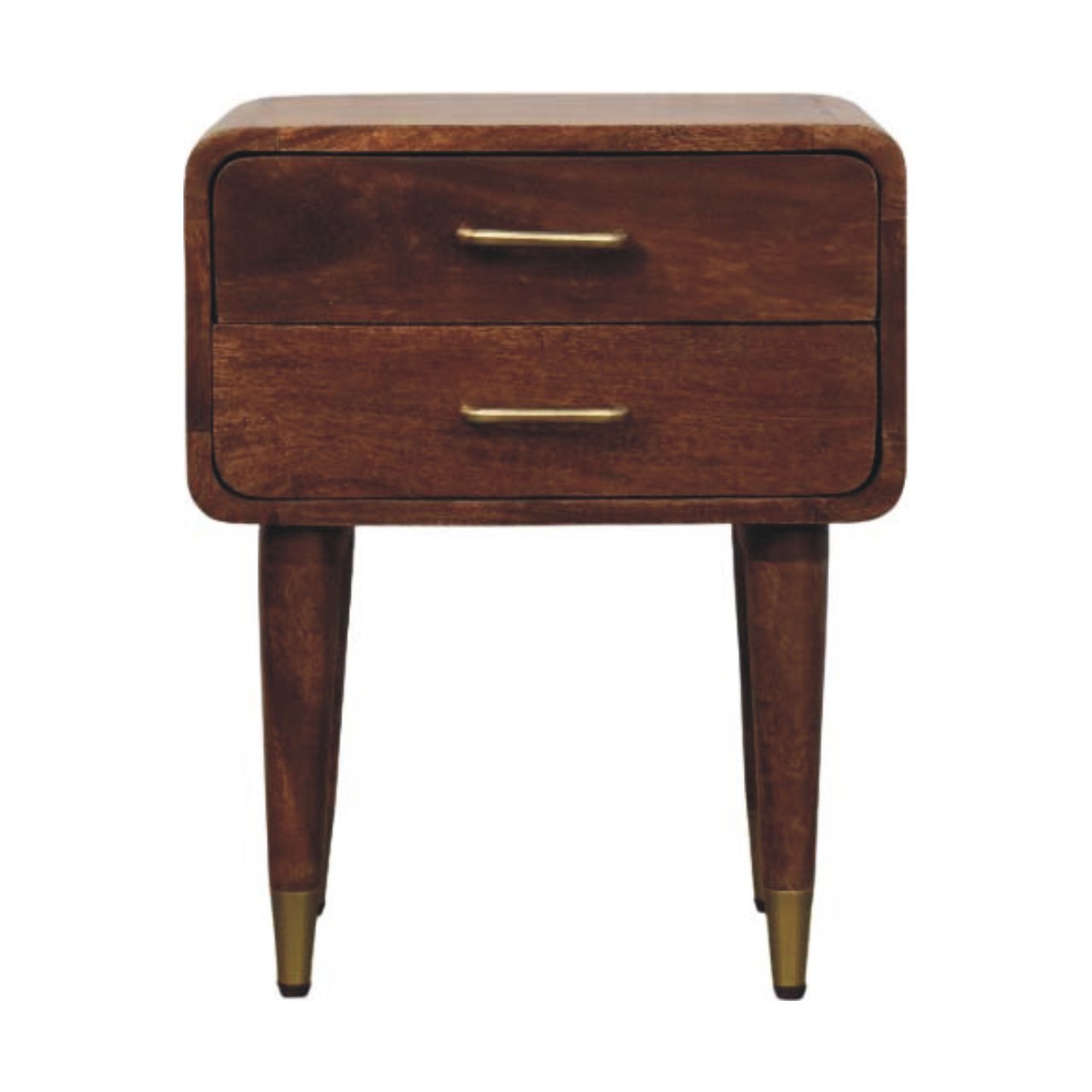Solid Wood Astor Nightstand, 2 Drawers, Dark Brown