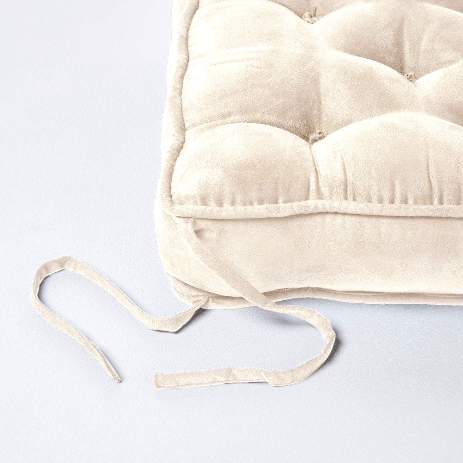 Faux Suede Dining Chair Booster Cushion | 40cm x 40cm | Cream