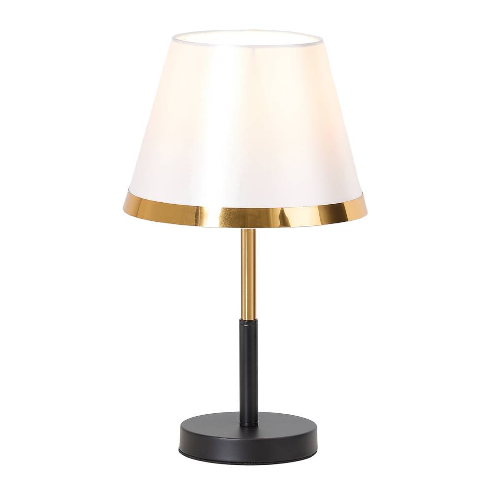 White & Gold Led Table Lamp With Cone Shade – Adjustable Colour Temperature, Push-button Control