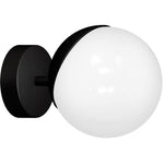 Sfera Designer Wall Lamp Hand Made Scandi Style Minimalistic Matt Black And White Glass