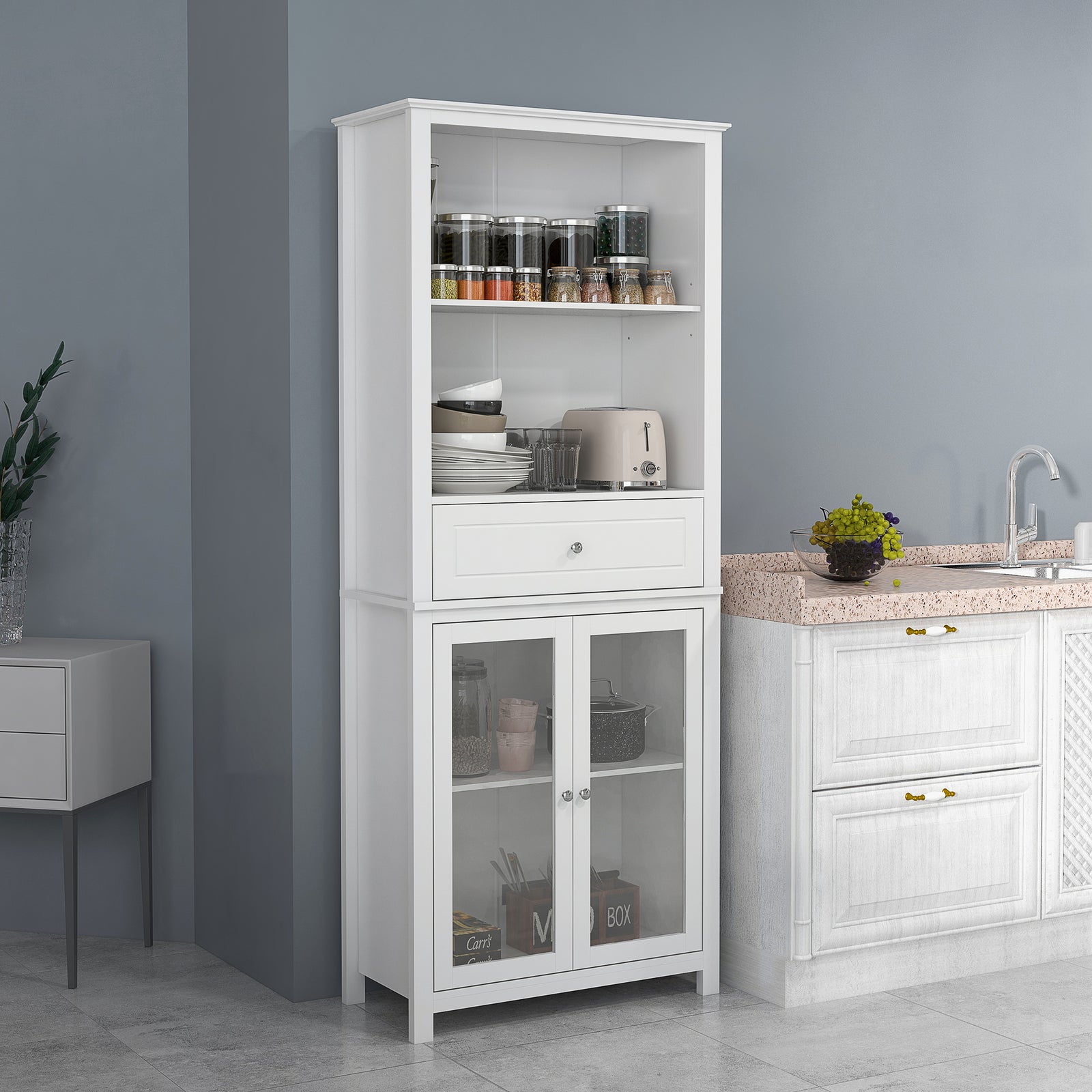 HOMCOM Pantry Cabinet For Dining Room