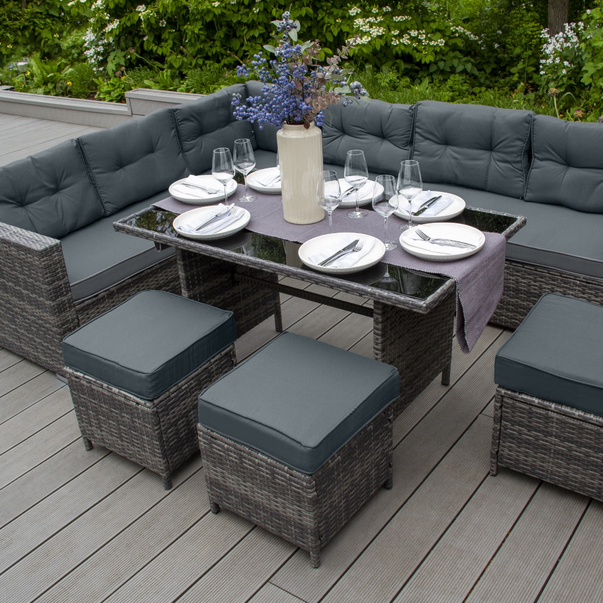 Rattan Corner Set | Grey