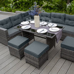 Rattan Corner Set & Cushion Storage Box | Grey