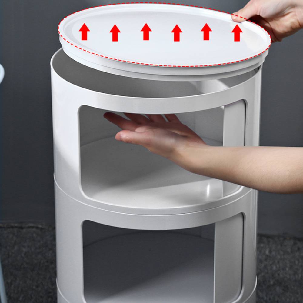 Cylindrical Multi-tiered Plastic Storage Drawer Unit | White