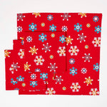 Christmas Snowflake Cotton Fabric 4 Napkins Set | 45cm x 45cm | Red