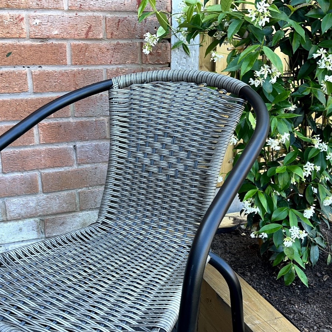 Stylish Grey Rattan Bistro Set For Two - Perfect For Gardens And Patios | Gray