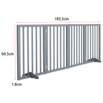Foldable Freestanding 3/4-panel Pet Gate, Indoor Safety Barrier For Doorways, Halls & Staircases | Large | Grey