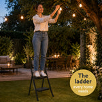 2 Step Ladder Black, Heavy-duty Steel Folding Home Diy Step Stool With Wide Non-slip Steps & Anti Slip Feet 150kg Capacity | 2 Step | Black