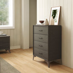 4 Drawer Chest, Fabric Dresser, Steel Frame, Brown
