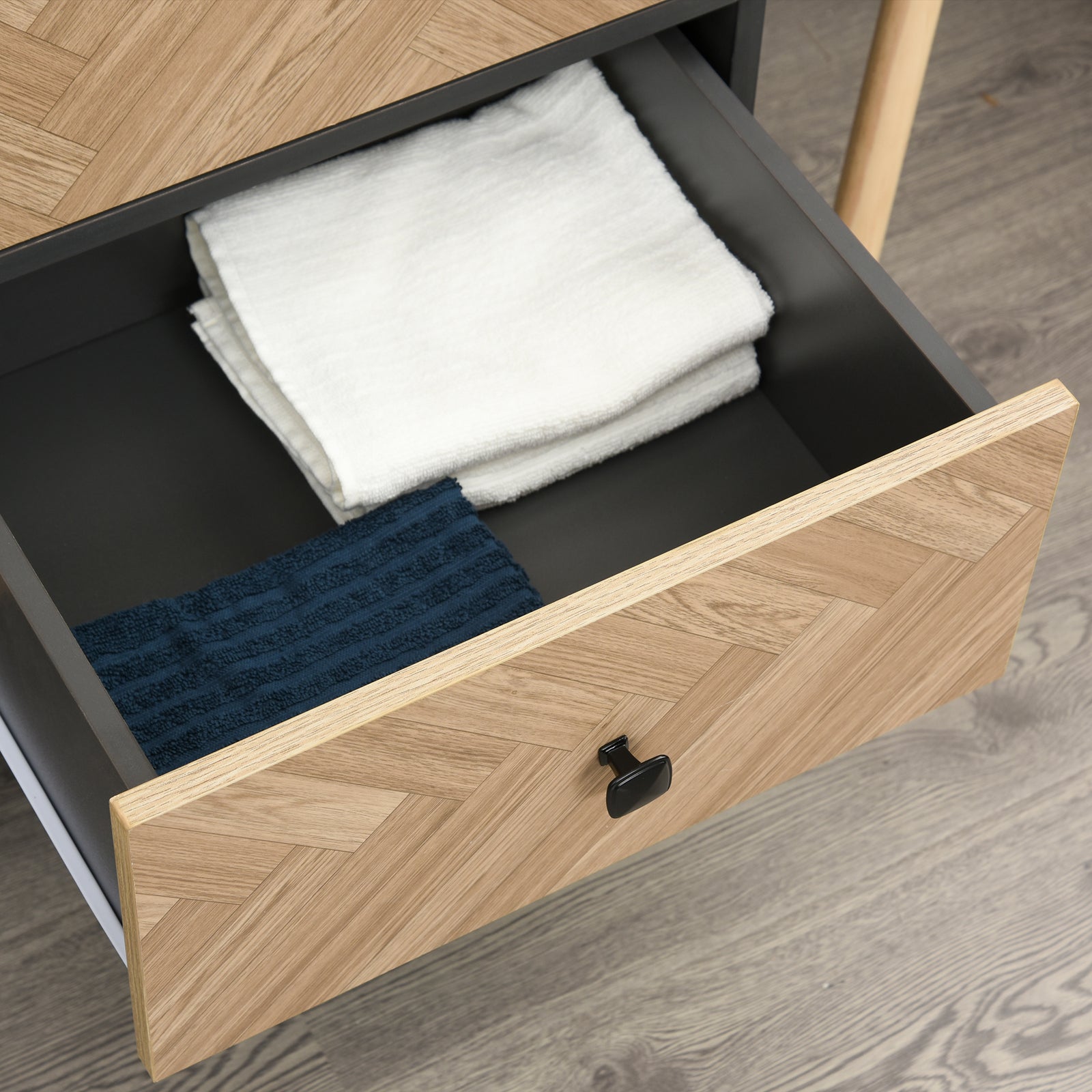 Modern Wardrobe Cabinet With Shelf Hanging Rod 2 Drawers
