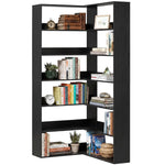 7 Tiers Corner Bookshelf, L-shaped | Black