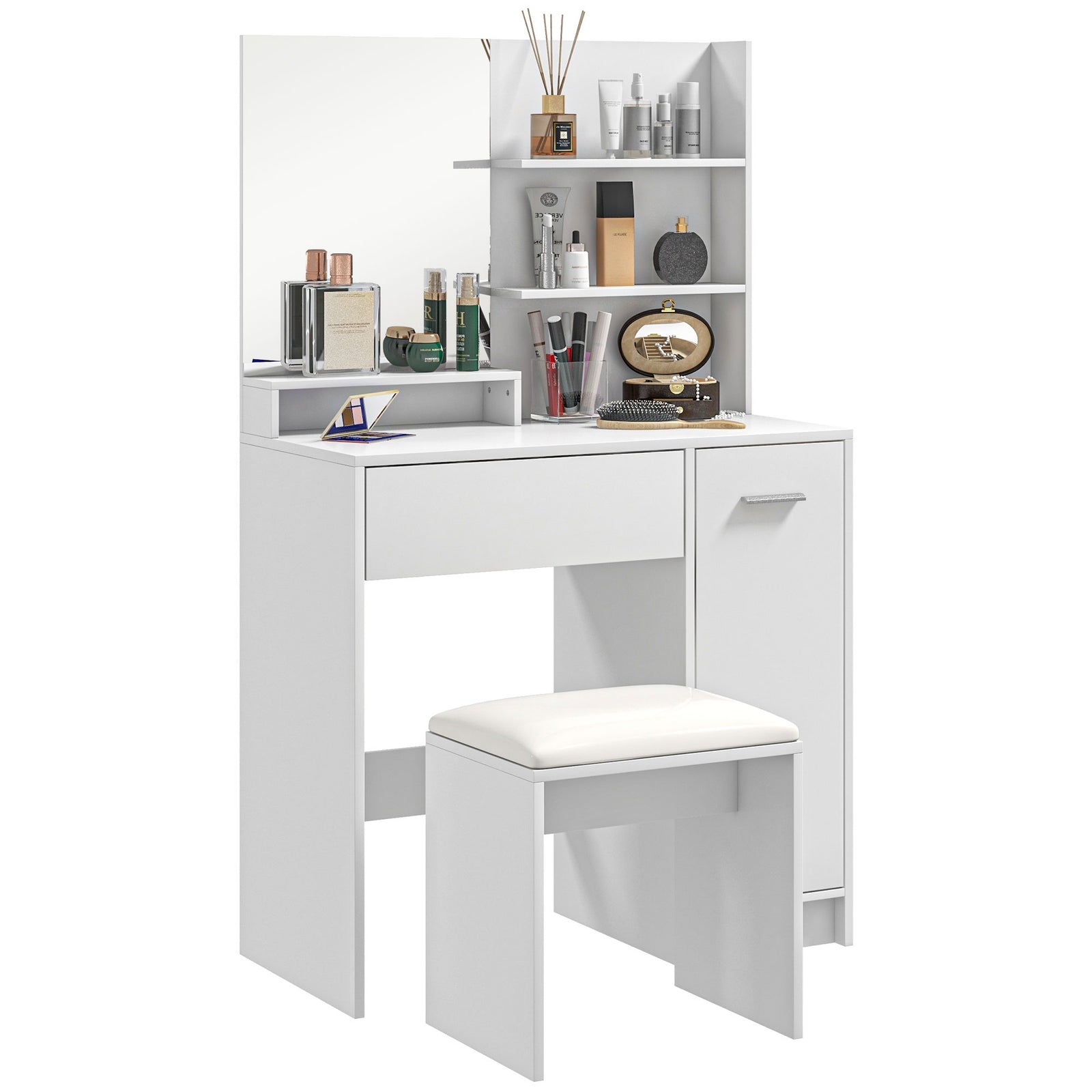 Dressing Table With Mirror And Stool, Makeup Desk