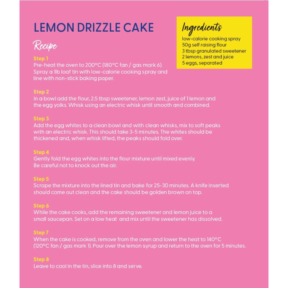 Mum Birthday Card Featuring A Recipe For Lemon Drizzle Cake Official Product
