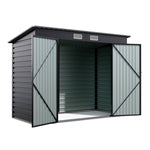 4x8ft Outdoor Storage Shed – Galvanized Steel Garden Shed Lockable With Double Doors & 2 Vents
