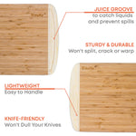 BlauKe Wood Cutting Board For Kitchen - 37x29cm Bamboo Cutting Board With Juice Groove - Wooden Butcher Block
