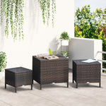 3 Pieces Pe Rattan Side Table Set