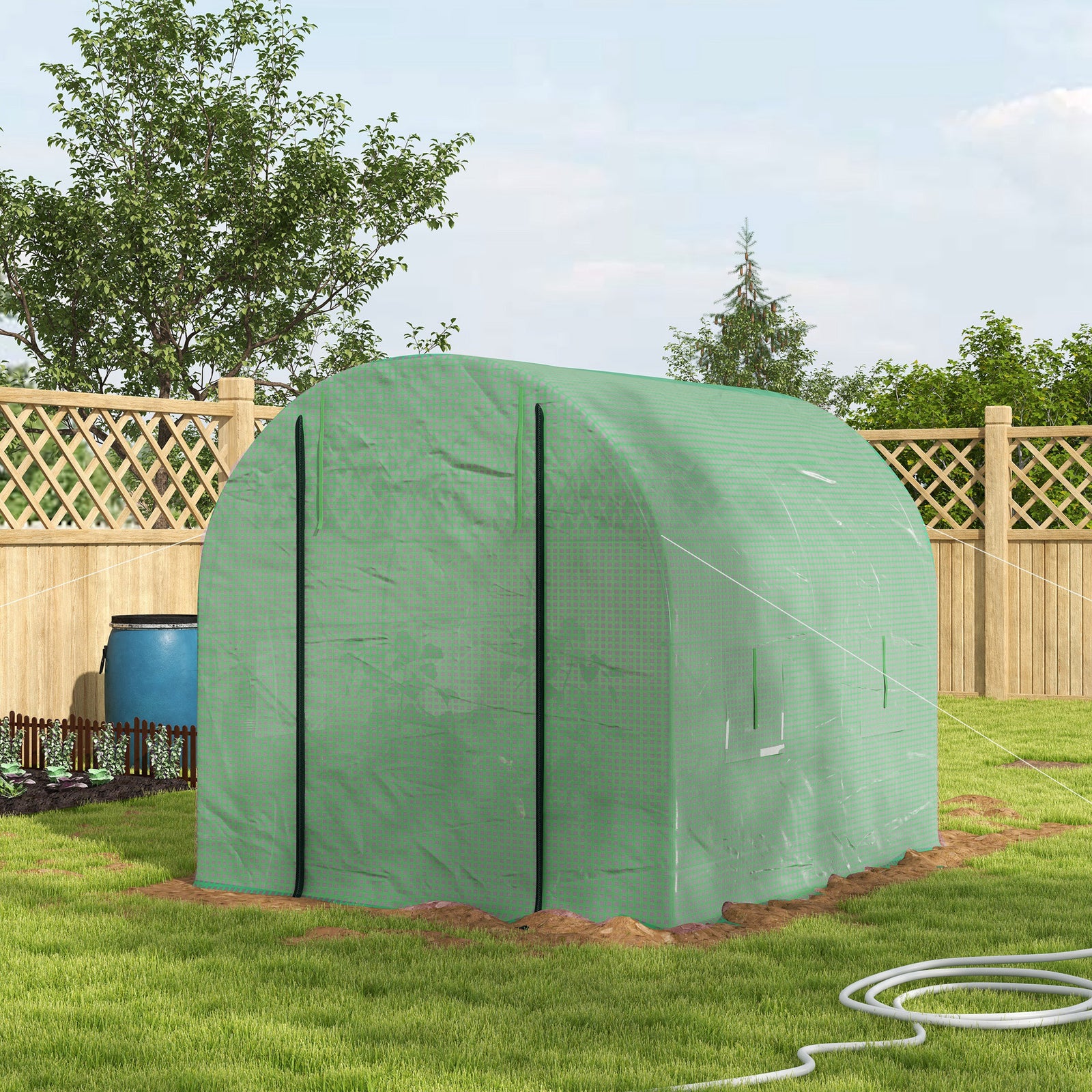 Walk-in Polytunnel Greenhouse 2.5x2m - Green