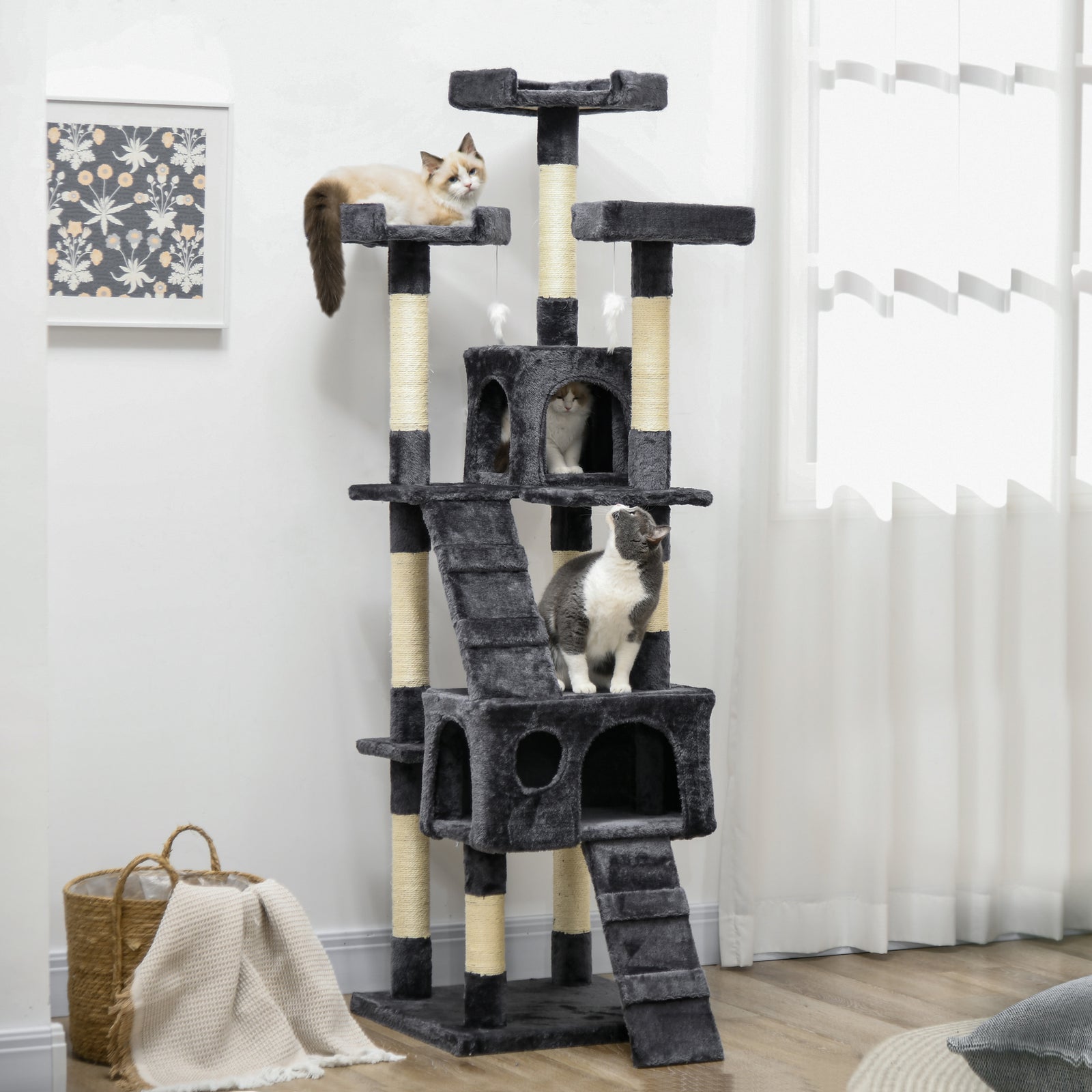 Cat Tree Kitty Activity Play Centre, Scratching Scratcher, 173cm
