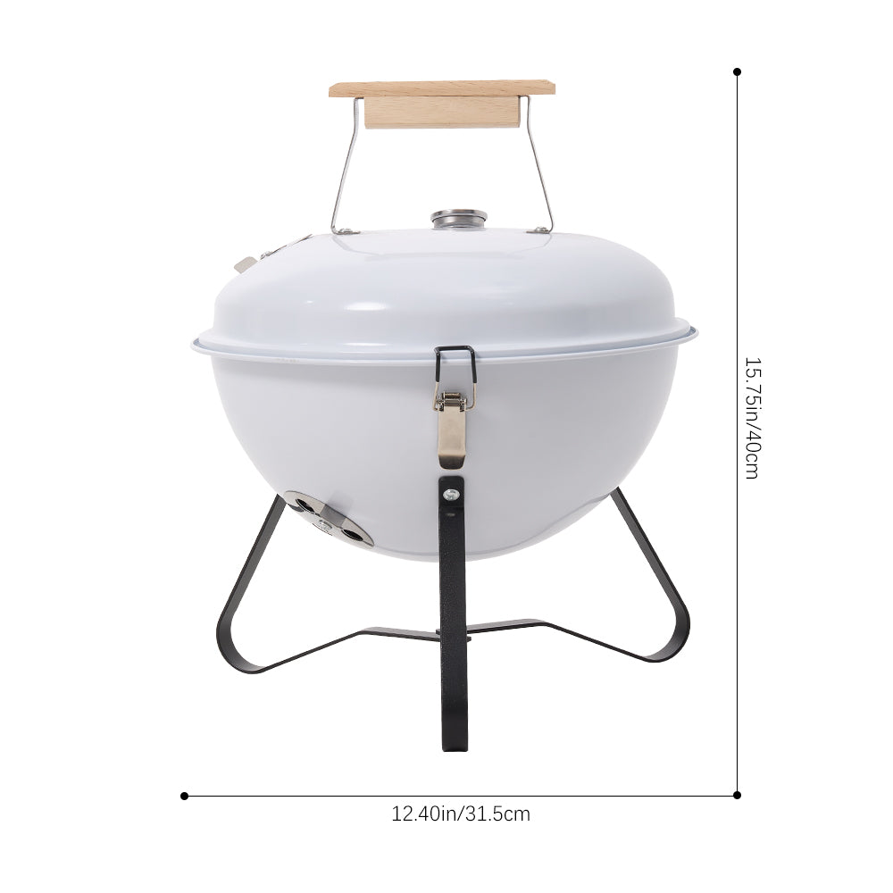 Portable Charcoal Grill With Lid, Built-in Thermometer, Heat-resistant Handle