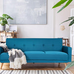 Click-clack Sofa Bed With Ribbed Tufting - 3 Seater | Blue