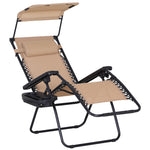 Zero Gravity Chair Adjustable Patio Lounge W/ Cup Holder | Beige