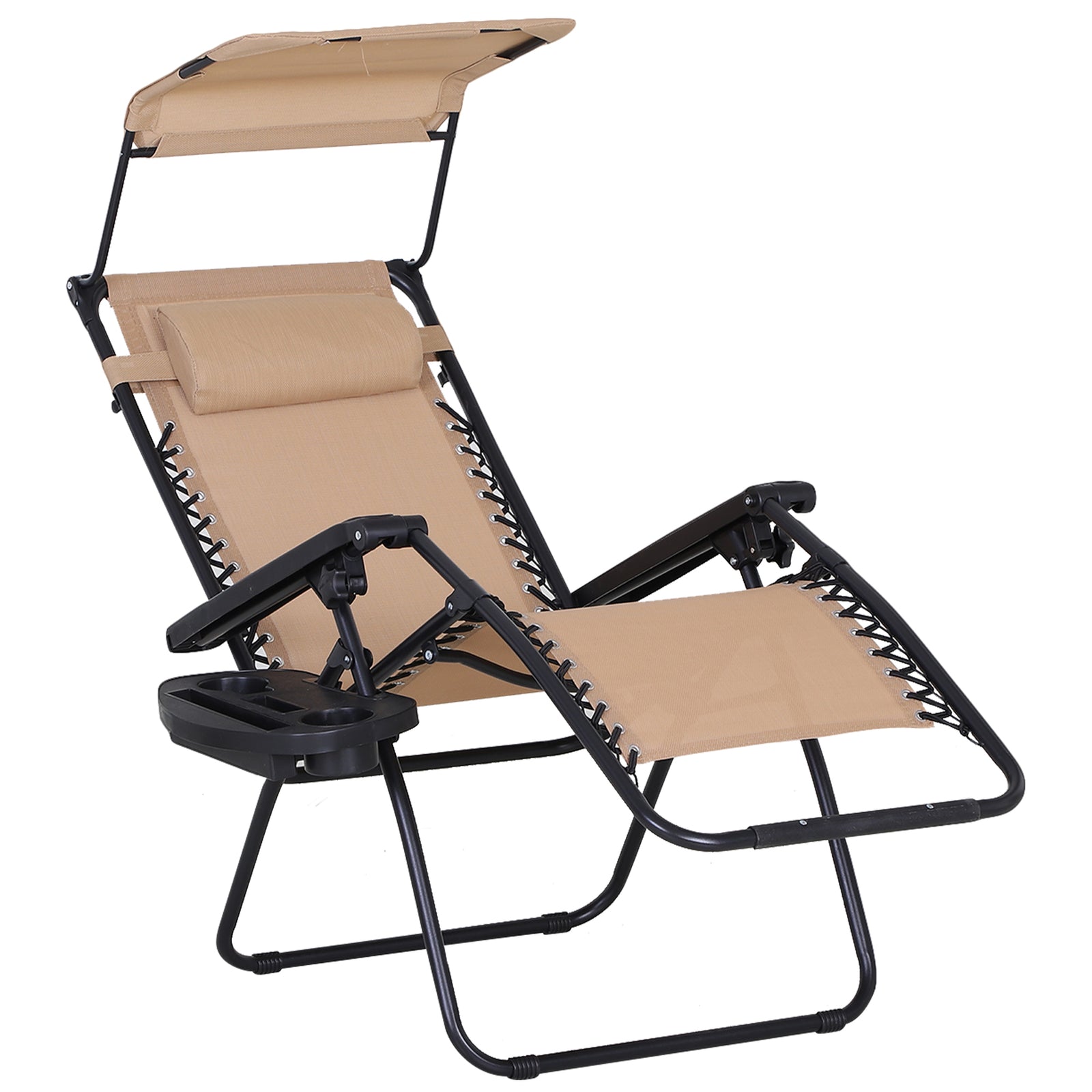 Zero Gravity Chair Adjustable Patio Lounge W/ Cup Holder | Beige